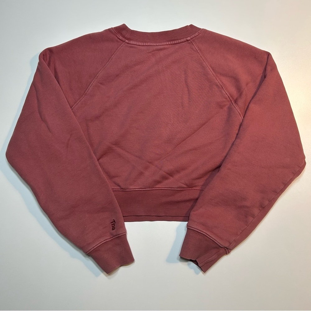 Aritzia Tna Cozy Fleece Perfect Shrunken Sweatshirt Mauve Pink Size M - Picture 2 of 9